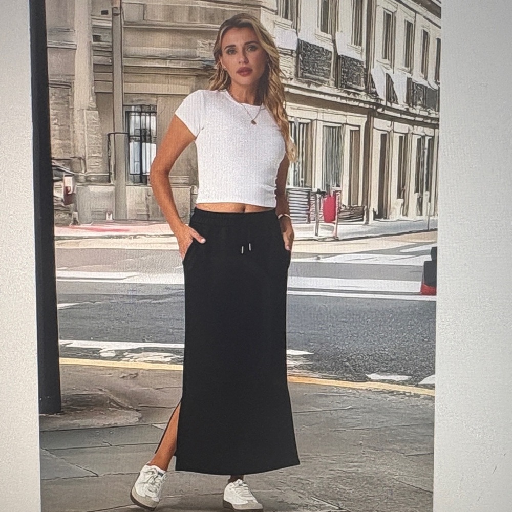 NWT Lepunuo Casual Maxi Skirt Black Size Medium